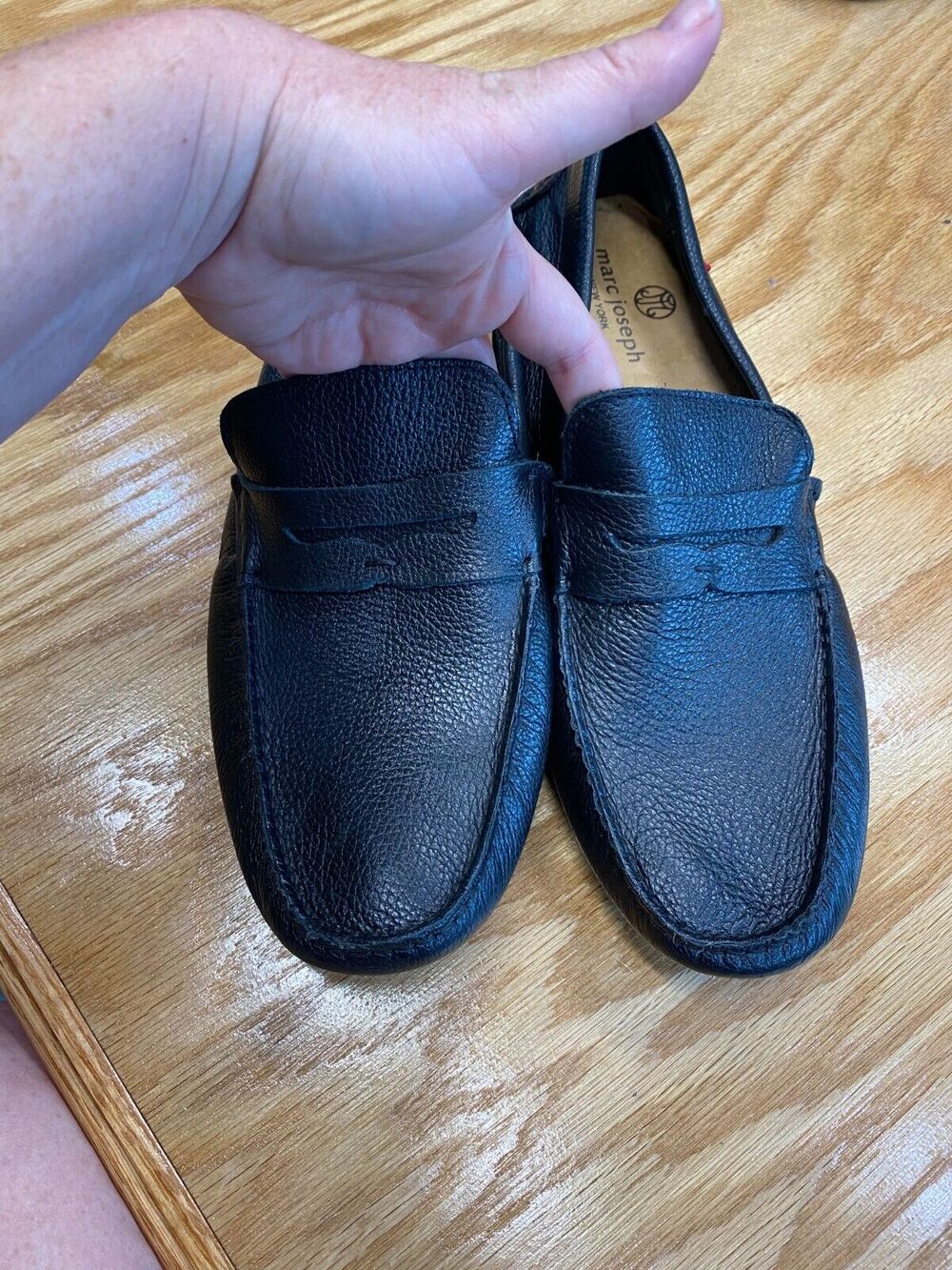 Marc Joseph Casual Shoes Men's 10.5 Black Leather Slip On Round Toe Loafers S11